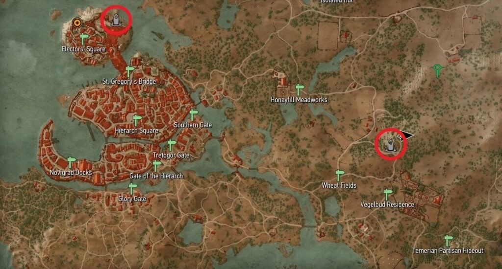 Witcher 3 - Novigrad Place of Power Map Locations
