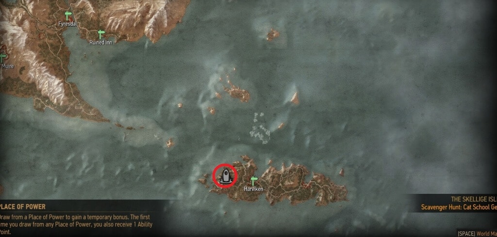 Witcher 3 - Skellige Place of Power Map Locations