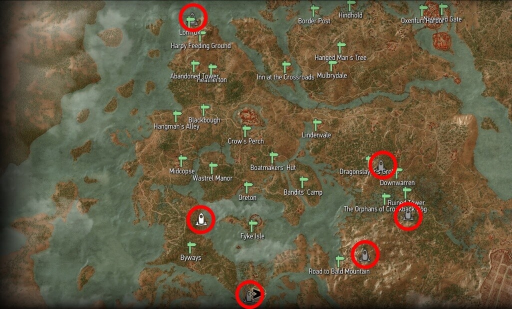 Witcher 3 - Velen Place of Power Map Locations