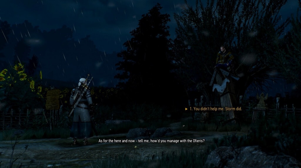 Geralt meeting Gaunter O'Dimm at a crossroads to seal their deal